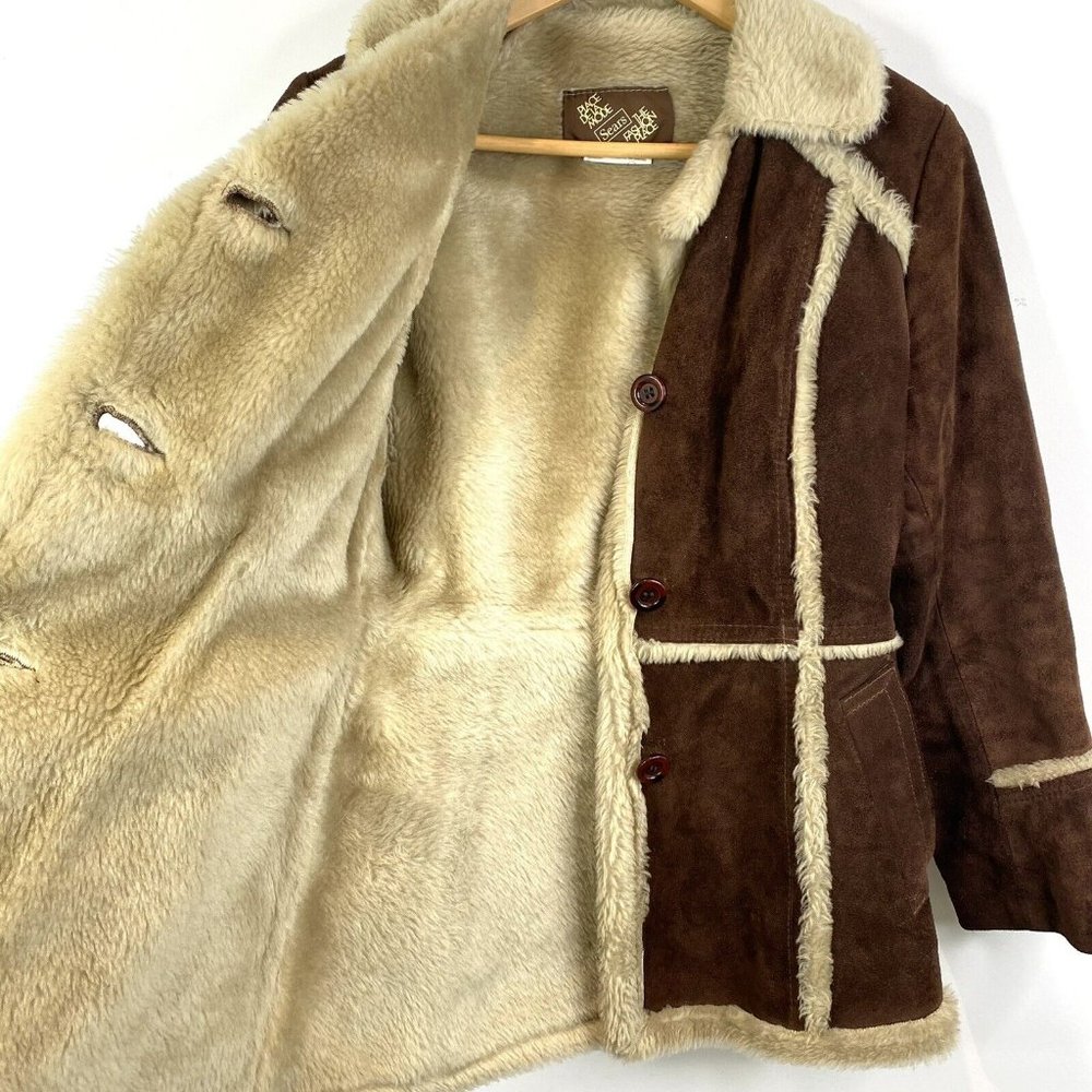 Brown Faux Shearling Women's Coat - Picture 3 of 7